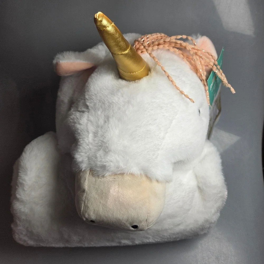 Pillowfort Kids Unicorn‎ Hooded Blanket White Gold Horn Plush Wearable 40x50 NWT